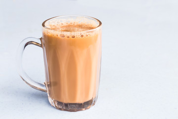 Tea with milk or popularly known as Teh Tarik in Malaysia