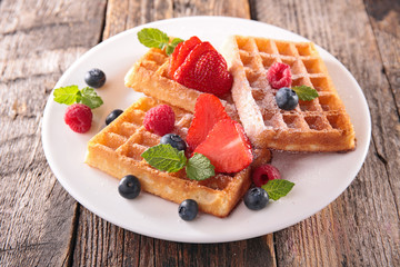 waffle and berry fruit