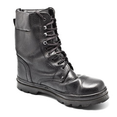 Black Leather Army Boot