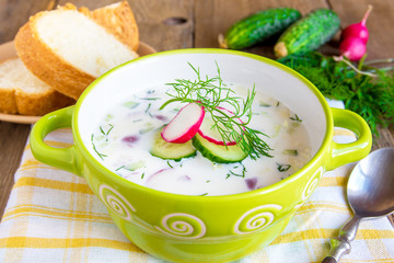 Cold soup with ingredients
