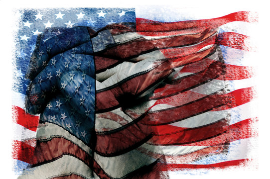 multiple exposures of the flag of the United States of America
