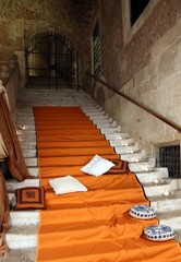 ancient cushions above the staircase of the old palace