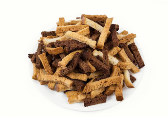  rye crackers and white bread on a white background
