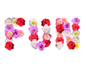 Fototapeta premium fun word made frome rose flower