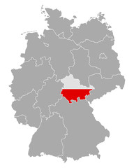 Obraz premium Karte von Deutschland mit Fahne von Thüringen