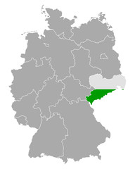 Karte von Deutschland mit Fahne von Sachsen
