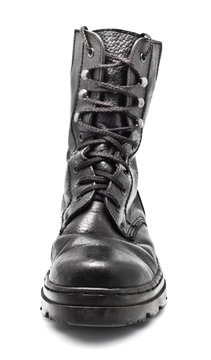 Black Leather Army Boot