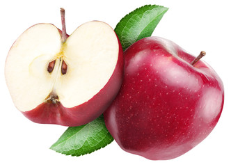 Red apple on a white background.