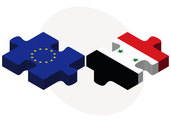 European Union and Syria Flags