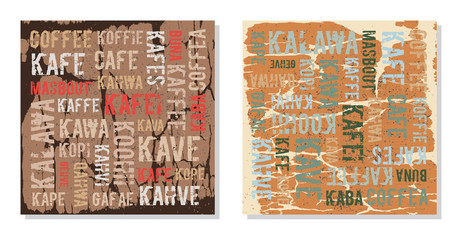 Decorative panels coffee in different languages