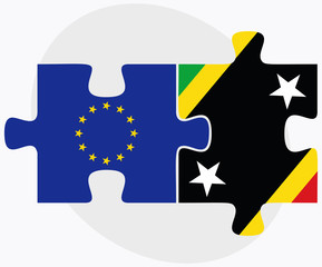 European Union and Saint Kitts and Nevis Flags