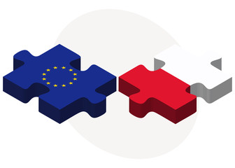 European Union and Poland Flags