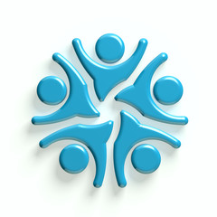 3D Group of happy people. Victory concept