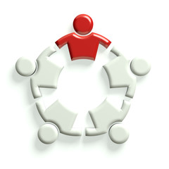 Obraz premium Group of people holding each other with leader. Leadership concept