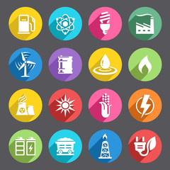 Flat colored Energy Icon Set