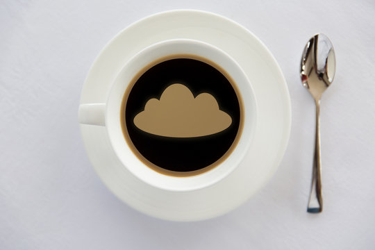 cup of coffee with cloud silhouette and spoon - Powered by Adobe