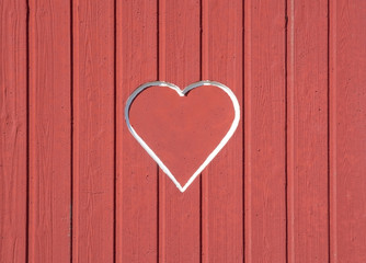 Red wood wall with red heart copy space.