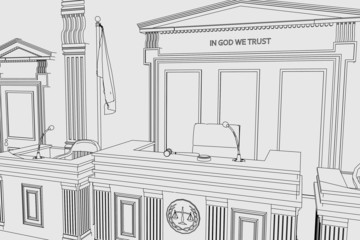 cartoon image of court room