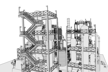 cartoon image of oil refinery