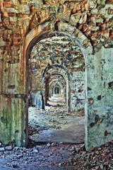 Fototapeta premium Room interior in abandoned fortress, Ukraine