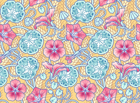 Nasturtium classic floral pattern