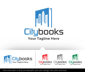 City Book Library Logo Design Template - Vector