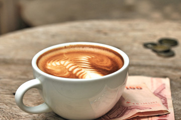 Vintage latte art coffee