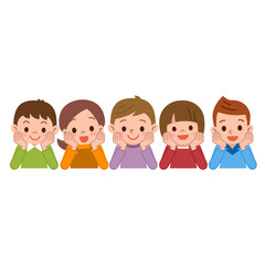 ほおづえをつく子供たち