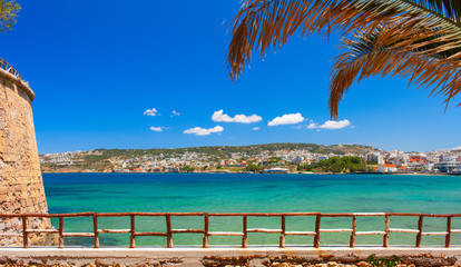 Beautiful Greek island with pure blue water. Chania, Crete. Greece