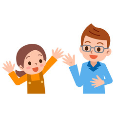 会話をする親子