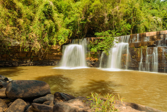 Sri Dit Waterfall in  in Thai National Park, Thung Salaeng Luang National Park, Petchaboon Province, Thailand, in summer season