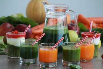 Fresh vegetables, fruits,juice and smoothie