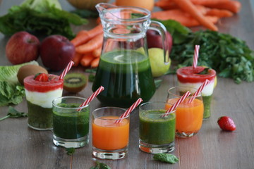 Fresh vegetables, fruits,juice and smoothie