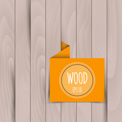 orange sticker with wood