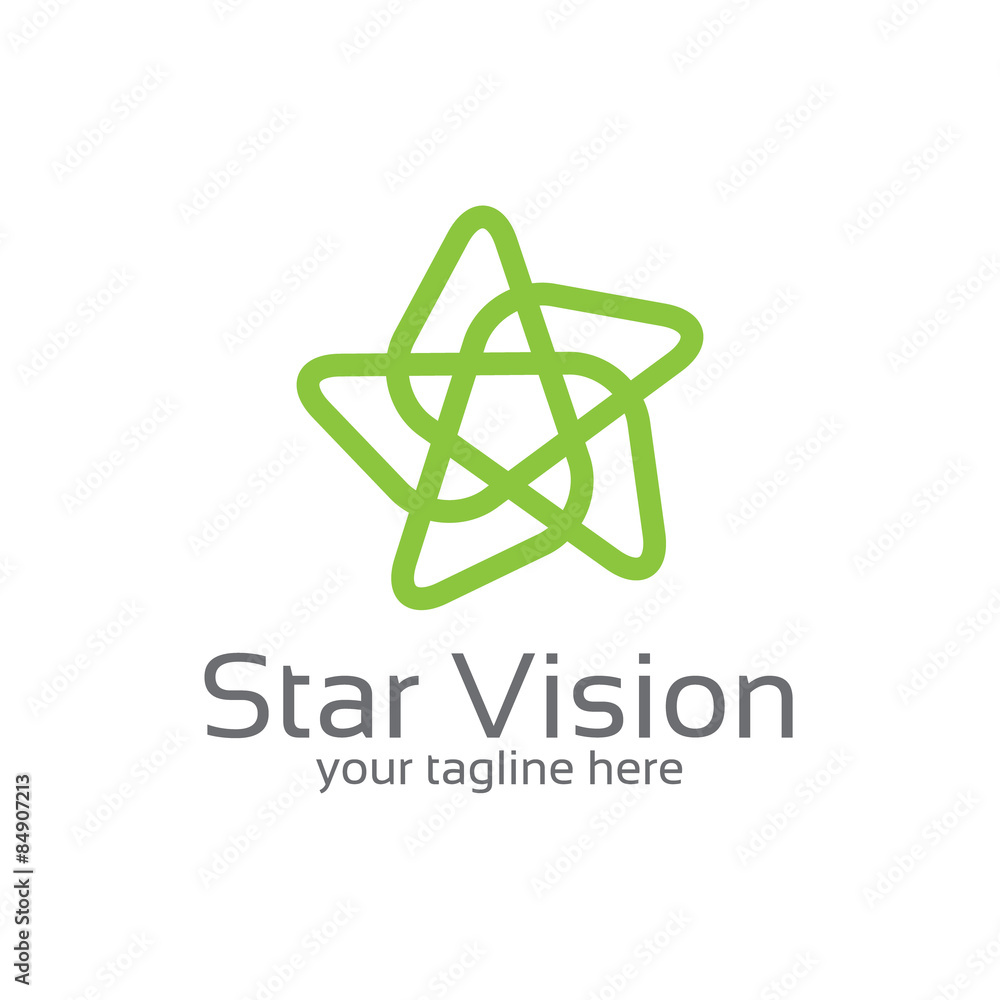 Poster star connected loop abstract logo design template. simple star logo design.