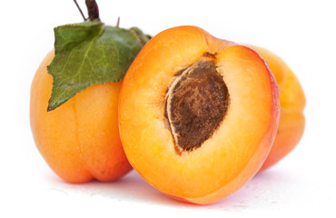 ripe apricots in white background
