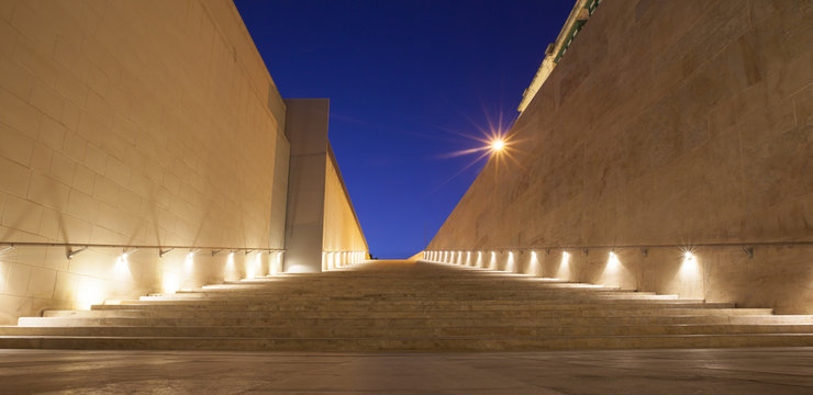 Stairs In Valletta In A Warm Summer Night