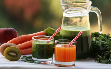 Fresh vegetables, fruits,juice and smoothie