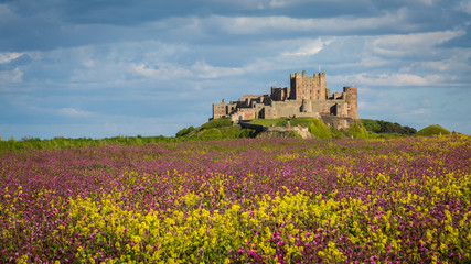 Bamburgh Castle on the coast of Northumberland, England