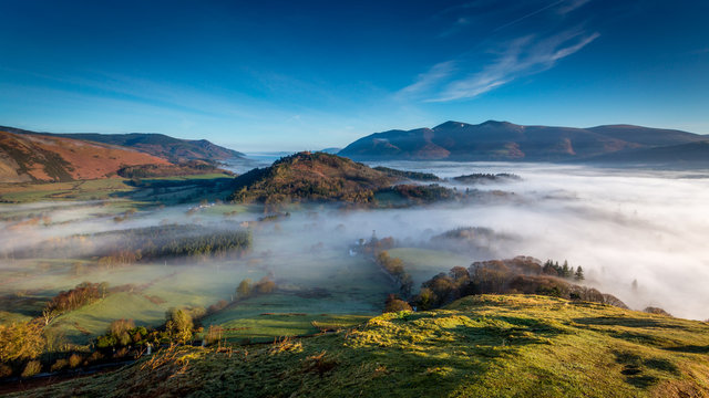 View from Catbells looking towards Skiddaw in The Lake District, Cumbria, England