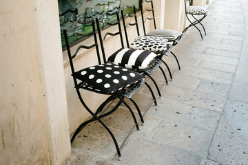 Iron chairs with cushions