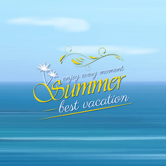 Summer vacation blue background with clouds