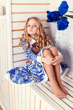 fashion interior photo of beautiful girl