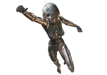 Digital 3D Illustration of a female Cyborg
