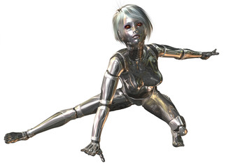 Digital 3D Illustration of a female Cyborg