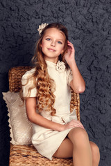 Fototapeta premium Portrait of fashion child studio shot