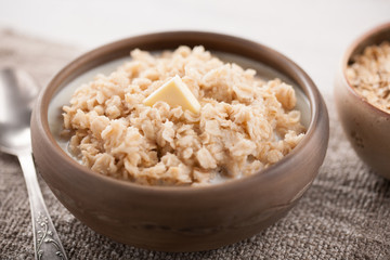 Breakfast oatmeal with milk