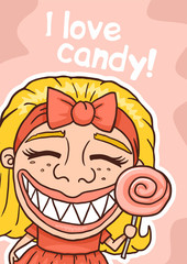 funny girl with candy poster