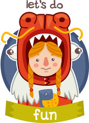 girl in a suit with a mobile dragon