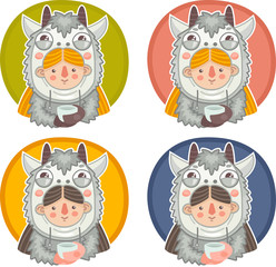 girl dressed as a goat with a cup sticker set